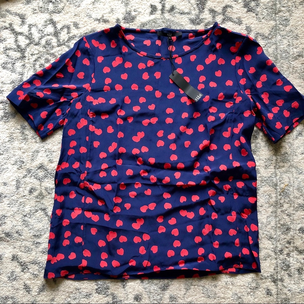 Tibi Scattered Hearts Silk Tee
